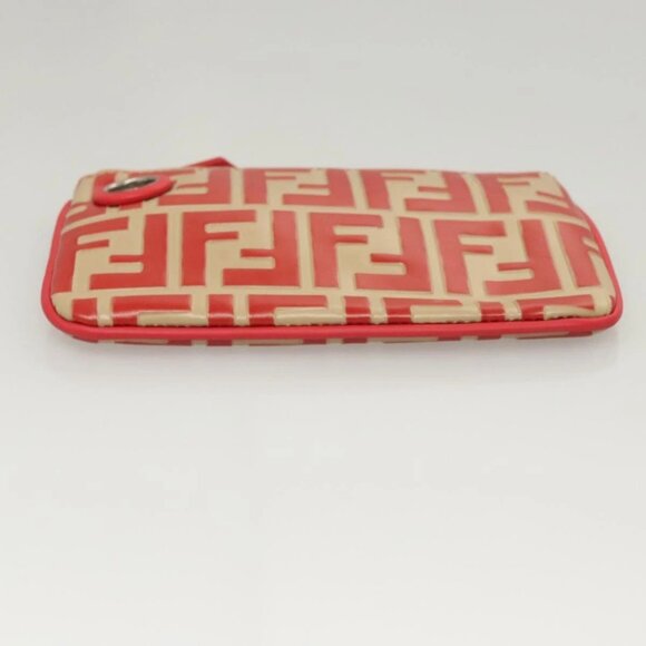FENDI Zucca Canvas Triplet Pouch Black Brown Red Auth ac3770 - Picture 8 of 16